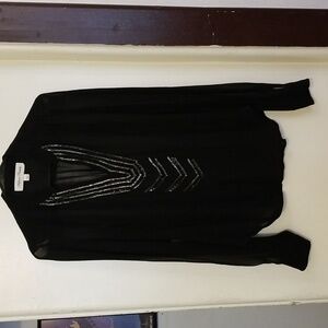 Fifteen Twenty Black Sheer Blouse with Silver Accents